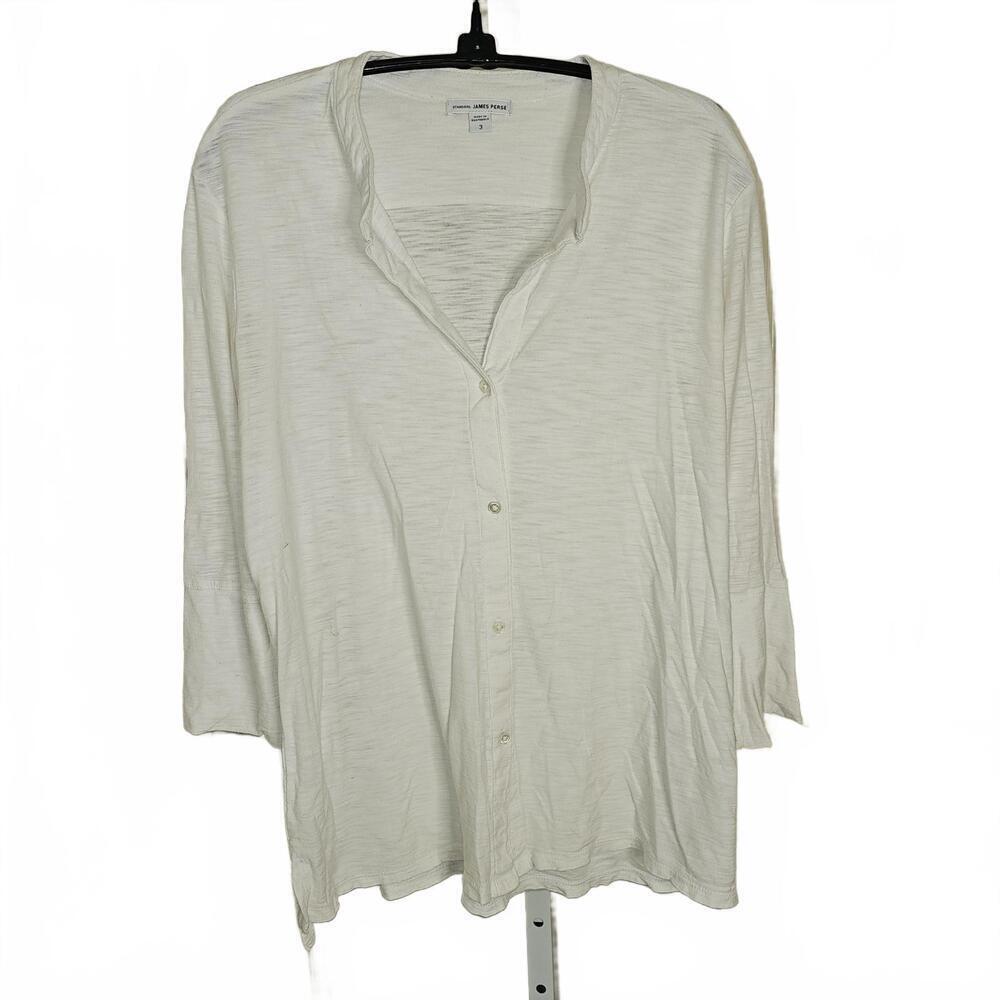 James Perse Standard White Button-Up Blouse, Size 3